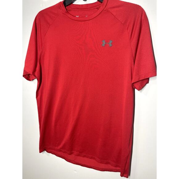 Under Armour Heat Gear Workout Running Breathable Casual Red Shirt Men's Medium - Picture 1 of 6